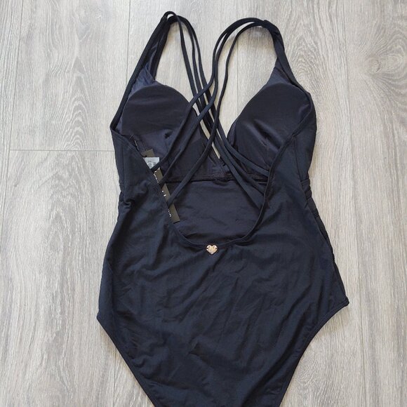NWT Catherine Malandrino Deep V with Strappy Very Low Back One Piece Swimsuit - Picture 2 of 16